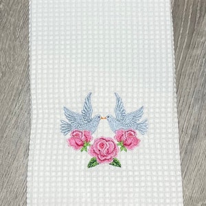 Just Married, Wedding, Anniversary Dove Kitchen Towel