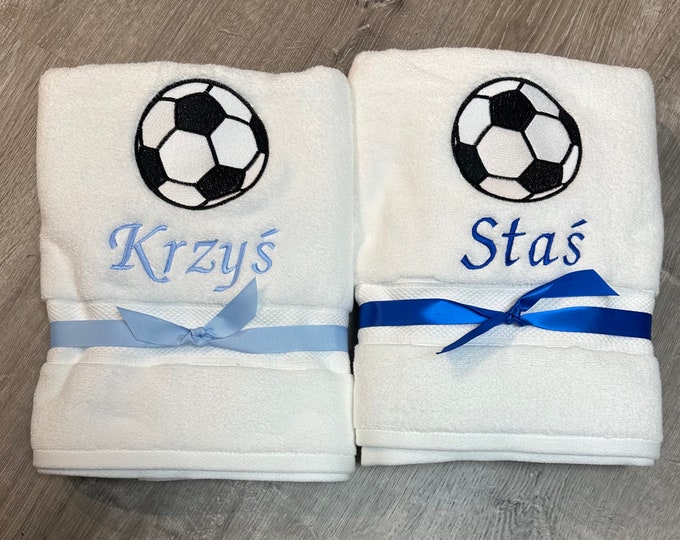 Name Towel with Soccer Ball