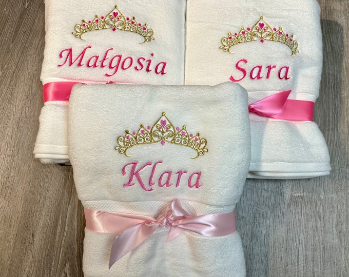 Name Towel with Jeweled Tiara