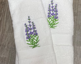 Serviettes de bain à la lavande, serviettes à mains à la lavande