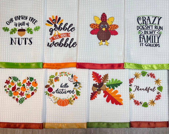 Fall Kitchen Towels, Thanksgiving kitchen towels