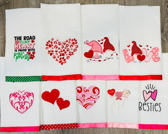 Valentine's Day Hearts Kitchen Towels
