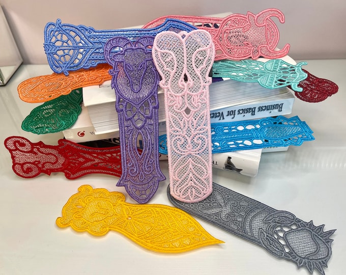 Lace Embroidered Zodiac Bookmarks