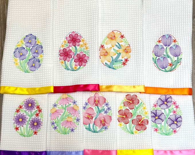 Spring Flower Egg Kitchen Towel, Easter