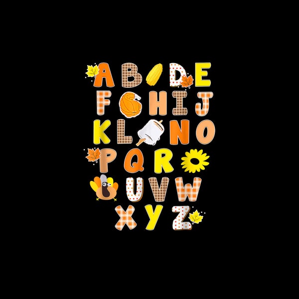 ABCs Learning Kindergarten Teacher Fun Thanksgiving Alphabet Digital PNG