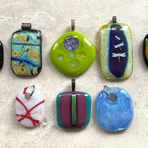 Dichroic Fused Glass Pendant Necklace (1)
