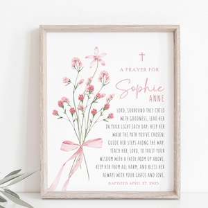 Baptism print, personalised baptism print, custom name baptism print, baptism gift girl, baby girl gift, printable baptism gift, dedication