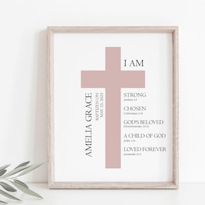 Baptism print, personalised baptism print, custom name baptism print, baptism gift girl, baby girl gift, printable baptism gift, dedication