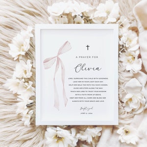 Baptism print, personalised baptism print, custom name baptism print, baptism gift girl, baby girl gift, printable baptism gift, dedication