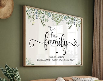 Personalised family print, personalised family poster, family print, personalised family sign, rustic family sign, country family sign