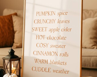 Fall sayings print, fall typography print, fall wall art, fall decor, fall sign,  Cozy fall printable wall art, fall home decor, rust orange