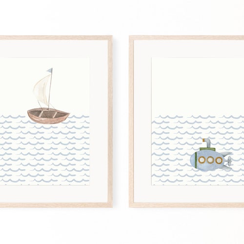Nautical Nursery Print Nautical Nursery Decor Submarine Etsy