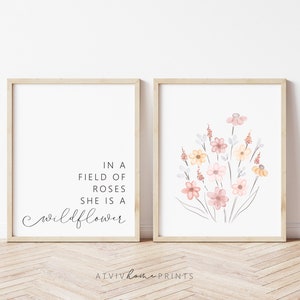 In A Field of Roses She is A Wildflower, Nursery Wall Decor, Printable  Nursery Art, Girl Nursery Prints, Quote Print for Baby Girl Room 