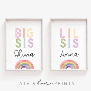 Benutzerdefinierte Schwestern Druck, 2er-Set Drucke, große Sis Lil Sis Druck, Schwestern Druck, personalisierte Schwester Druck, benutzerdefinierte Schwester Namen Druck, Schwester Geschenk