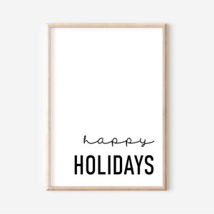 Happy Holidays Druck, minimalistischer Weihnachtsdruck, Weihnachten druckbar, Weihnachten druckbare Wandkunst, Falala Druck, minimalistischer Feiertagsdekor