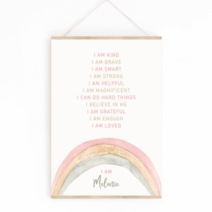 Affirmations imprimées, affirmations personnalisées, affirmations pour enfants, affirmations personnalisées, je suis gentil, je suis intelligent, décoration de crèche, école à la maison