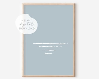 Blue waves print, nautical nursery, beach theme, waves print, Whale nursery print, under the sea print, beach nursery print, abstract waves