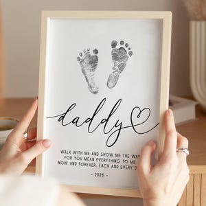 Printable Father's day footprint art, personalized gift for dad, Father's day gift footprints, newborn footprint, Father's day kids keepsake