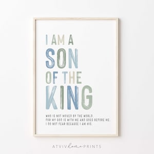 I am a son of the King, printable, nursery print, boys room print, nursery bible verse, woodland forest print, kids bible verse print