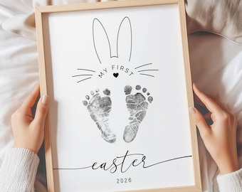 Easter Footprint, Easter gift footprints, baby's first Easter, baby's first Easter keepsake, footprint nursery wall art, my first Easter