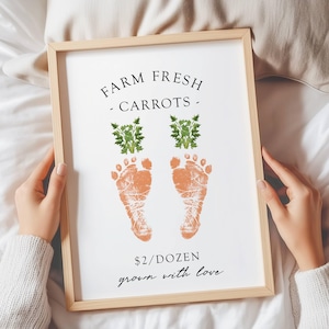 Paasvoetafdrukken, voetafdrukken van paascadeaus, baby's eerste Pasen, verse boerderijwortels, paasaandenken, patch, paashaas, mijn eerste Pasen