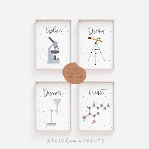 Science art print, nursery science print, science classroom prints, science nursery wall art, biology classroom print,homeschool print set,