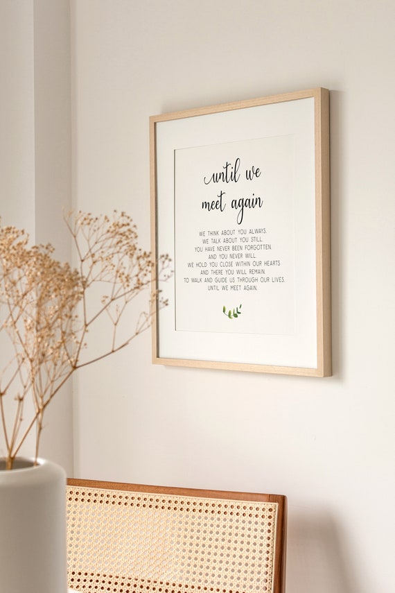 Until We Meet Again Printable Poem Sign Memorial Because Etsy