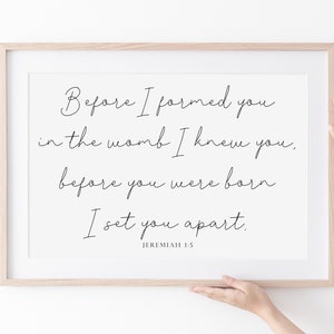 Before I formed you in the womb I knew you, nursery print, kids print, nursery bible verse, Christian print, kids bible verse, Jeremiah 1:5