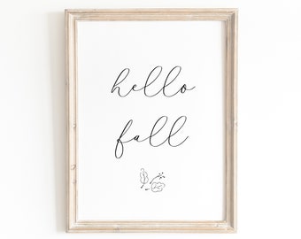 Hello fall print, fall printable wall art, fall leaves print, abstract pumpkin print, fall printable wall art, fall prints, farm fall decor
