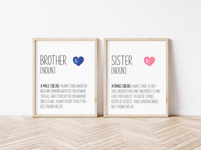 Brother and Sister Definition Print Brother and Sister Print Etsy