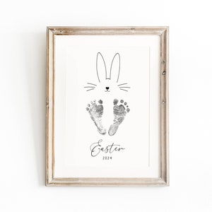 Easter Footprint, Easter gift footprints, baby's first Easter, baby's first Easter keepsake, footprint nursery wall art, my first Easter image 1
