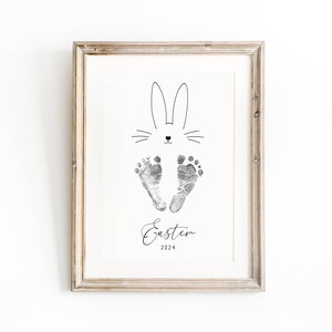 Ostern Fußabdruck, Ostern Geschenk Fußabdrücke, Babys erstes Ostern, Babys erstes Ostern Andenken, Fußabdruck Kinderzimmer Wandkunst, mein erstes Ostern Bild 1