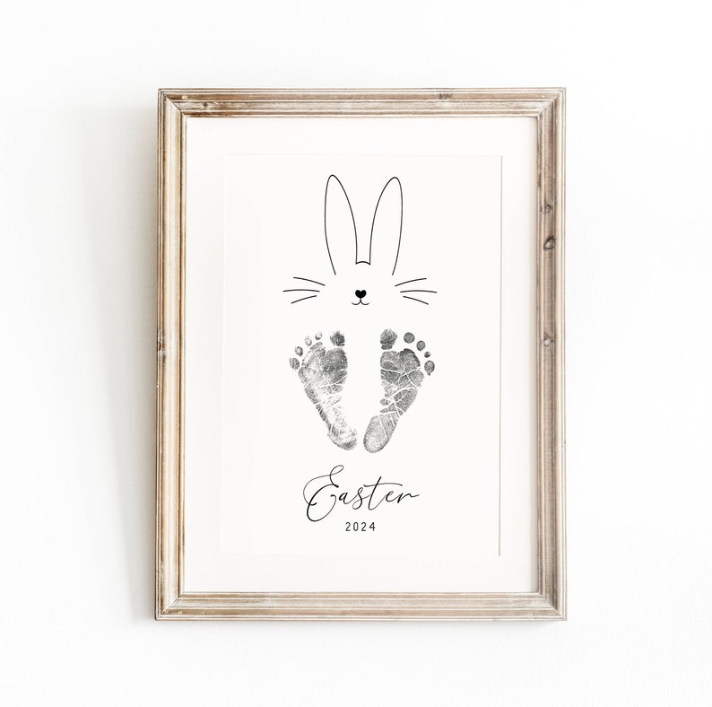 Easter Footprint, Easter gift footprints, baby's first Easter, baby's first Easter keepsake, footprint nursery wall art, my first Easter image 1