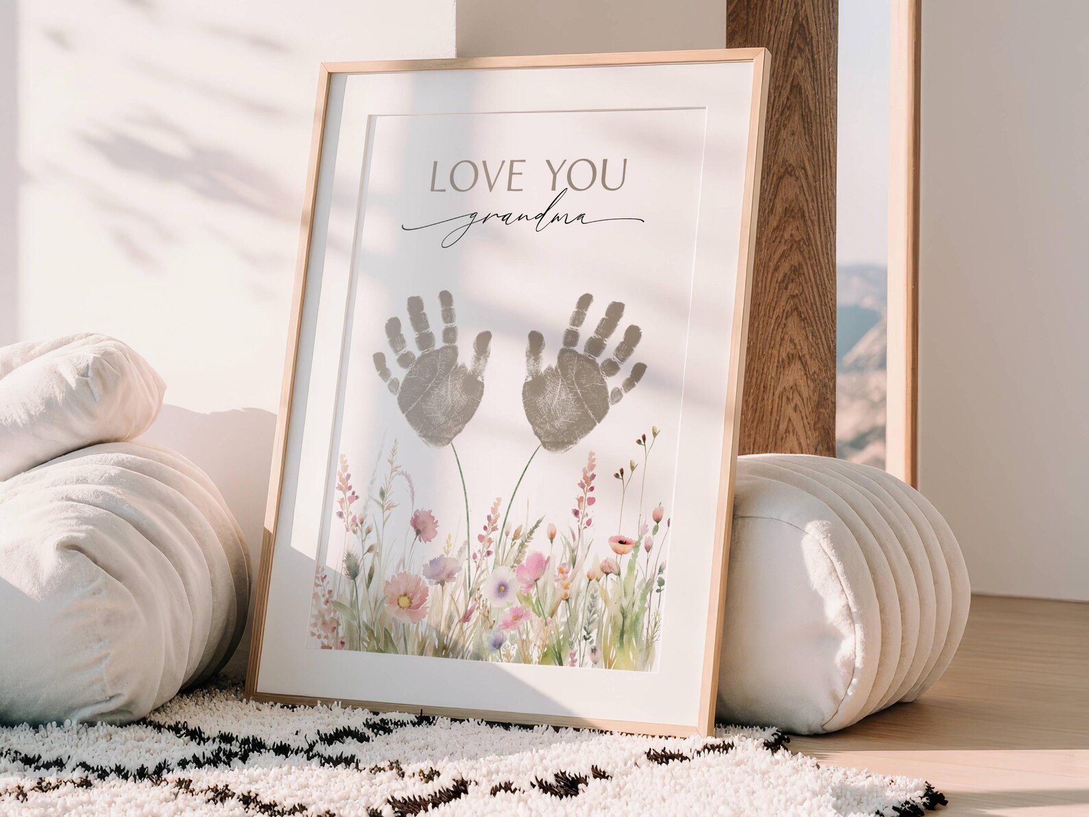 Custom Name Child Handprint Art Gift for Grandma, Toddler Handprint ...