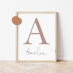 Custom initial print, name printable, personalised name print, personalized initial name print, name print, nursery print, custom colors