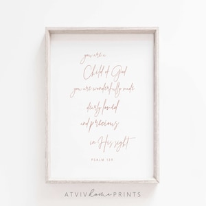 You are a Child of God print, Nursery bible verse wall art, Christian nursery print, Christian nursery wall art, girls nursery wall art image 1