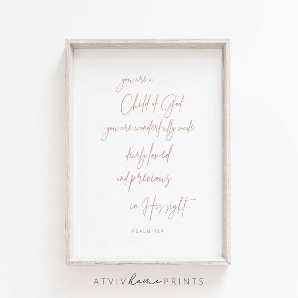 You are a Child of God print, Nursery bible verse wall art, Christian nursery print, Christian nursery wall art, girls nursery wall art