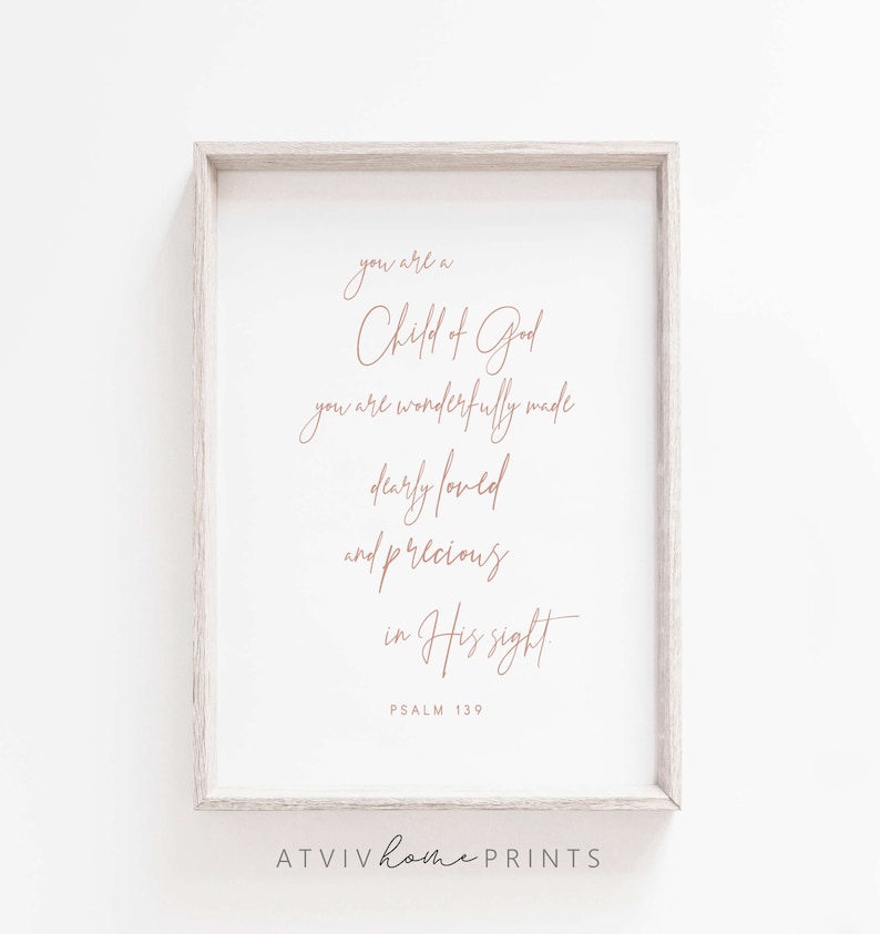 You are a Child of God print, Nursery bible verse wall art, Christian nursery print, Christian nursery wall art, girls nursery wall art image 1