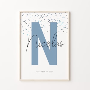 Impresión inicial personalizada, nombre imprimible, impresión de nombre personalizado, impresión de nombre inicial personalizado, impresión de nombre, impresión de guardería, impresión de nacimiento personalizada
