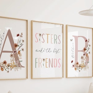 Custom floral initial print, sisters make the best friends, personalized sisters print, custom sisters print, in a field of roses she is a