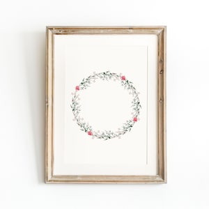 Kerstkrans print, kerst afdrukbare muur kunst, botanische kerst print, kerst print, winter krans print, vakantie afdrukbaar