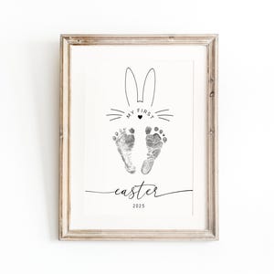 Empreinte de pas de Pâques, empreintes de pas de cadeau de Pâques, première Pâques de bébé, premier souvenir de Pâques de bébé, art mural de chambre de bébé d'empreinte de pas, ma première Pâques