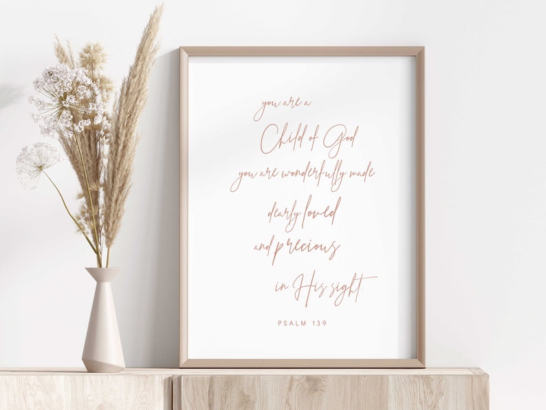 You are a Child of God print, Nursery bible verse wall art, Christian nursery print, Christian nursery wall art, girls nursery wall art image 5