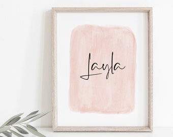 Custom first name print, name printable, personalized name print, girls nursery name print, name print, nursery print, blush nursery print