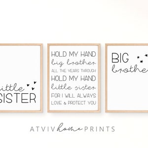 Hold my hand big brother, siblings print, hold my hand little sister, brother and sister print, brother sister print, nursery print, sign