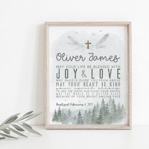 Impression de baptême, impression de baptême personnalisée, impression de baptême de nom personnalisé, cadeau de baptême garçon, que votre vie soit bénie, cadeau de baptême imprimable