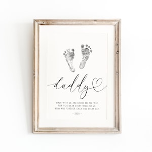Impronta del piede stampabile per la festa del papà, regalo personalizzato per papà, impronte regalo per la festa del papà, impronte di neonato, ricordo per bambini per la festa del papà