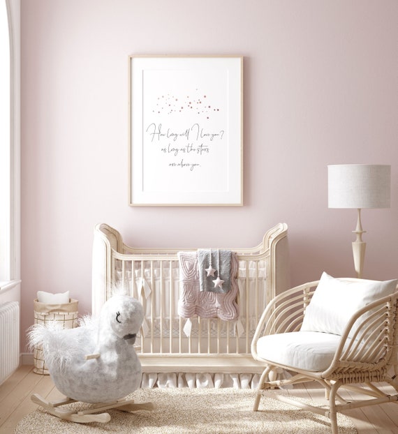 How Long Will I Love You Above the Crib Wall Art Above the Crib Print Girls Nursery Decor Moon Print Nursery Print Nursery Wall Art Etsy