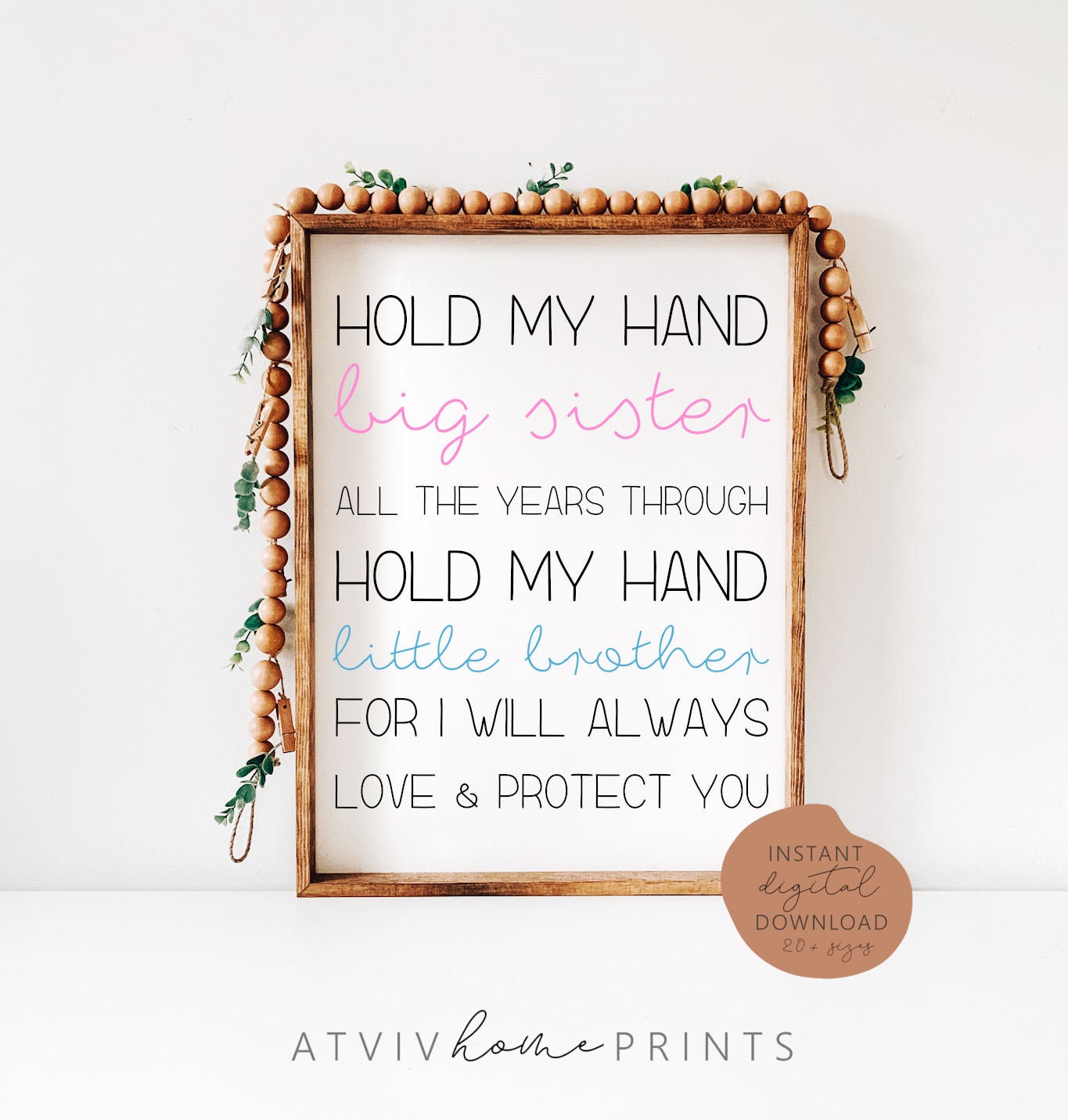 Hold My Hand Big Sister, Siblings Print, Hold My Hand Little Brother,  Brother and Sister Print, Brother Sister Print, Nursery Print, Sign - Etsy  Israel, image size:1365x1431