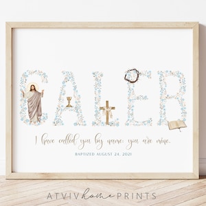 Baptism print, personalized baptism print, custom name, baptism gift for boy, printable baptism gift, I have called you by name you are mine